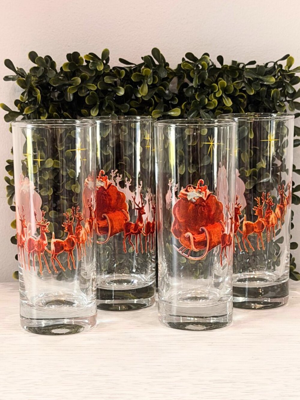 Set of 4 Christmas Buswell Tom Collins Miracle Cocktail Kingdom 12 Oz Glasses
